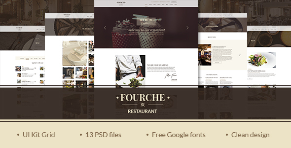 Fourche — Ultramodern Restaurant | Cafe PSD Template