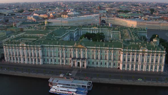 Aerial Over Hermitage In Saint Petersburg