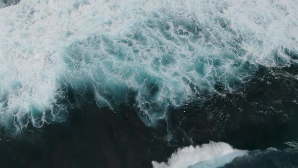 Ocean Surf Waves at High Tide in Indonesia Bali