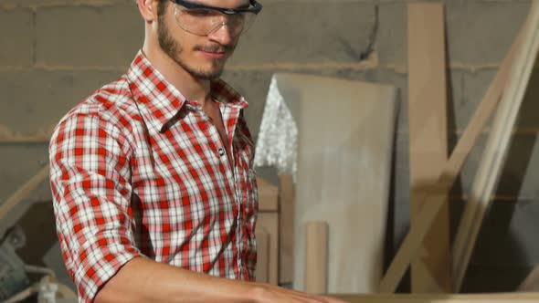 Professional Carpenter Grinding Wood, Making Furniture 1080p