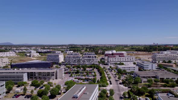 Buildings and streets in Montpellier, France.