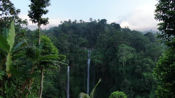 High Waterfall in Eastern Tropical Forest