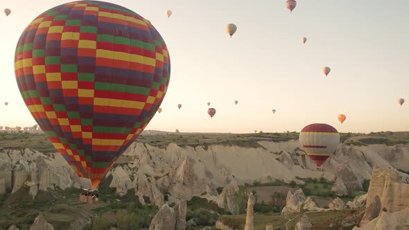 Early morning hot air ballooning at Goreme Cappadocia, Turkey
