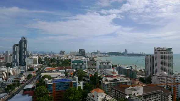 Time lapse of beautiful Pattaya city around sea ocean bay in Thailand