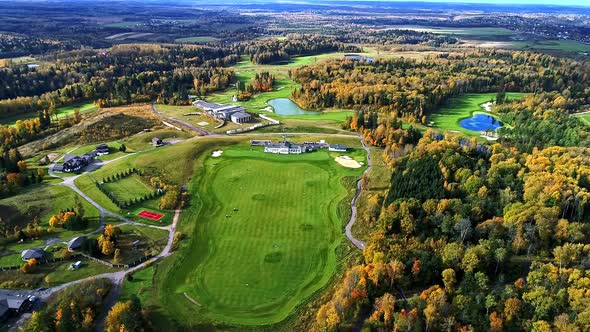 Aerial View of Golf Course Near the Forest