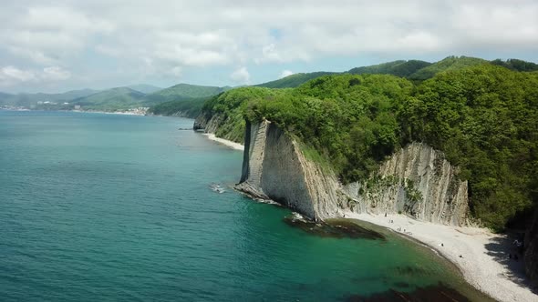 Drone View of Rocks Nature Sea and Water Skala Kiseleva is a Natural Monument on the Territory of