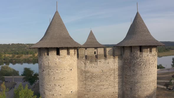 Aerial View to Medieval Fort in Soroca Republic of Moldova