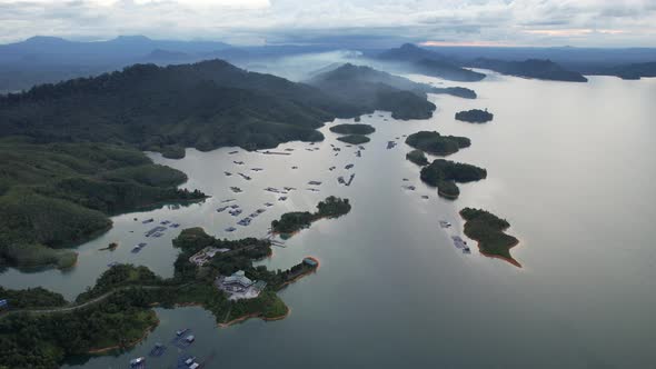 Aerial View of Fish Farms in Norway