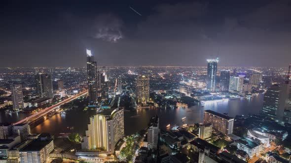 Bangkok Thailand Thunder Storm at Night Time Lapse