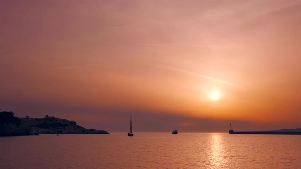 Boats in Port of Marseille on Sunset. Marseille, France