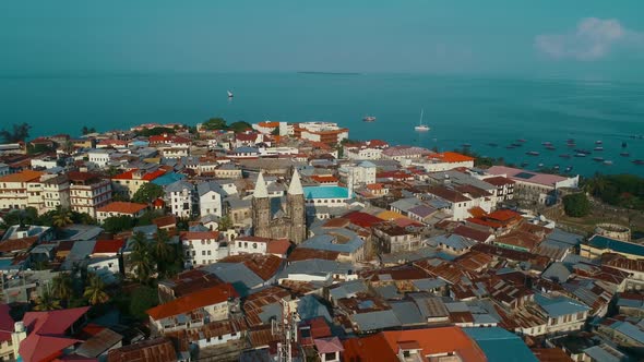 Aerial view of Zanzibar Island in Tanzania.