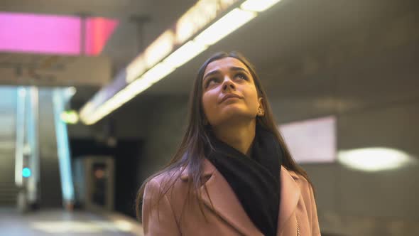 Anxious Young Woman Missed Train and Late for Work, Everyday Routine, Commuter