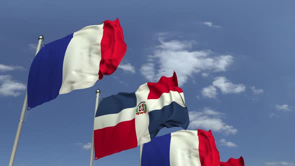 Flags of the Dominican Republic and France