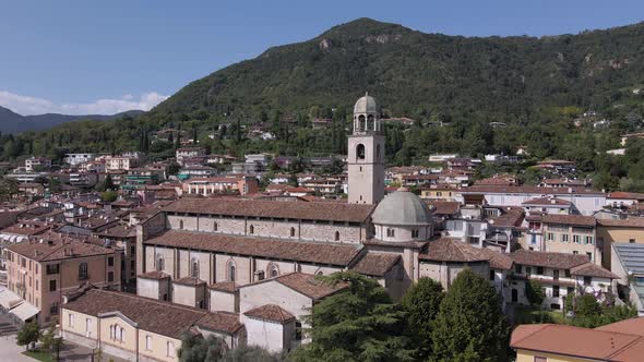 Salo City, Italy. Picturesque Cityscape and Santa Maria Annunziata Church by Lake Gardia, Lombardy,