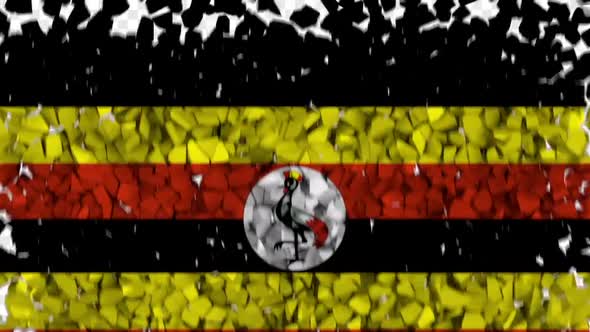 Uganda Flag Breaking Rocks Transition