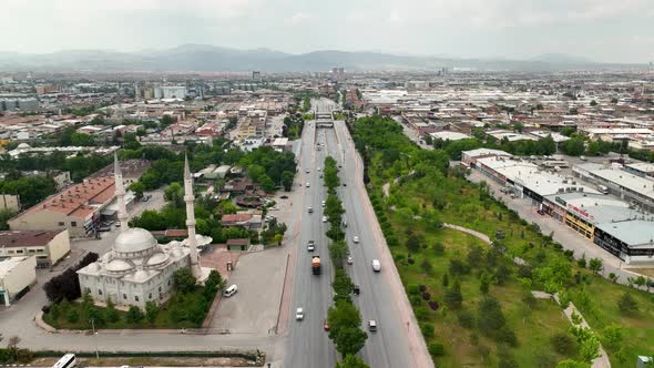 Konya city aerial view with drone, Turkey 4 K