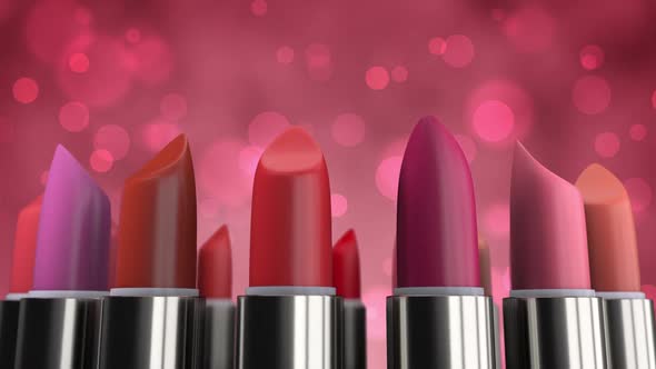 Lipstick cosmetic shopping in the retail shop with beauty product on showcase