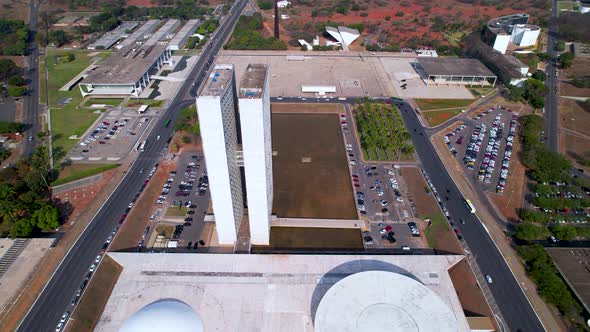 Aerial landscape of landmark country brazilian capital. Downtown Brasilia Brazil.