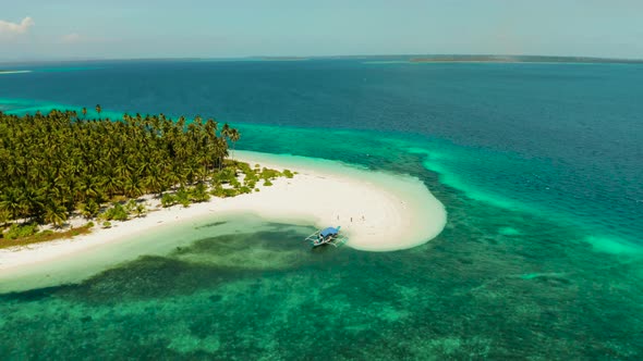 Tropical Island with Sandy Beach. Balabac, Palawan, Philippines.