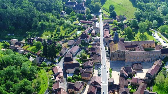 The Buisson-de-Cadouin village in Perigord in France seen from the sky