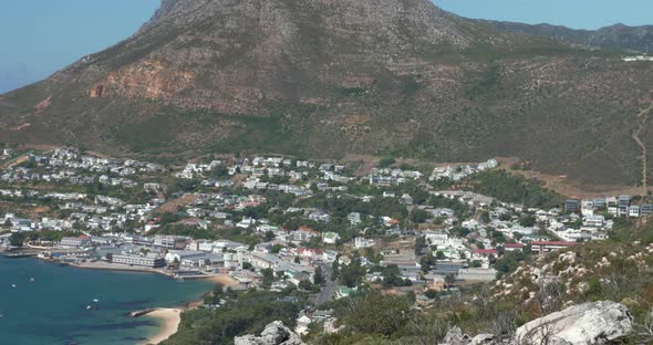 Establishing shot of Capetown, South Africa along the coastal area