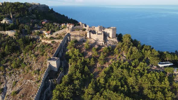 Alanya Castle - Alanya Kalesi Aerial View. Turkey