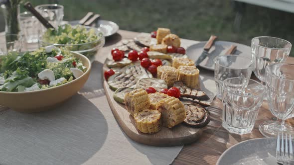 Close Up of Food on Table Outside