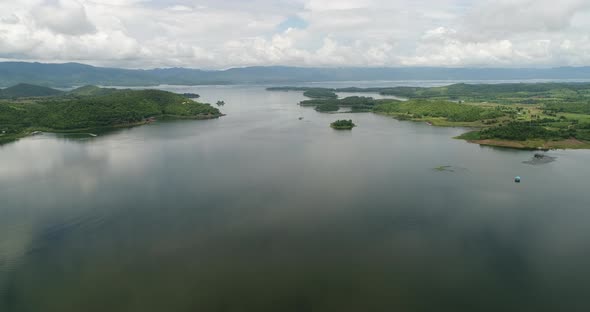 Aerial view the countryside dam of Thailand.