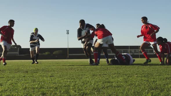 Young adult female rugby match