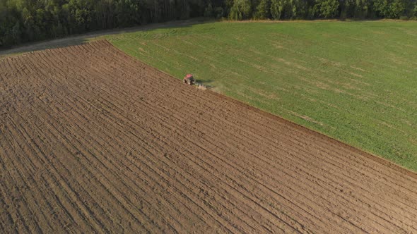 Farmer Cultivates Farmland Near the Forest