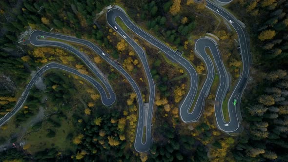 Maloja Pass Switchbacks Road in Mountains