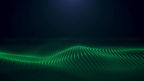 Illuminated digital wave of glowing particles