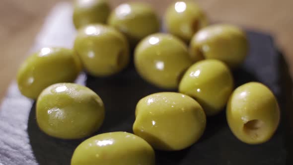 Green Olives, Pickled, Rotate Front of the Camera