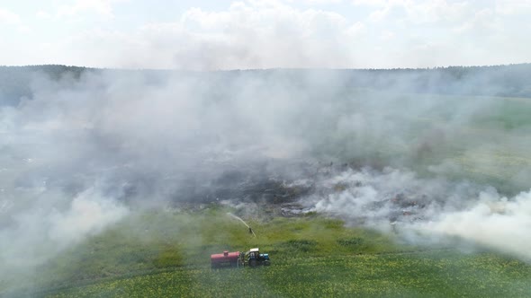 Aerial view of Fire in the field. 05