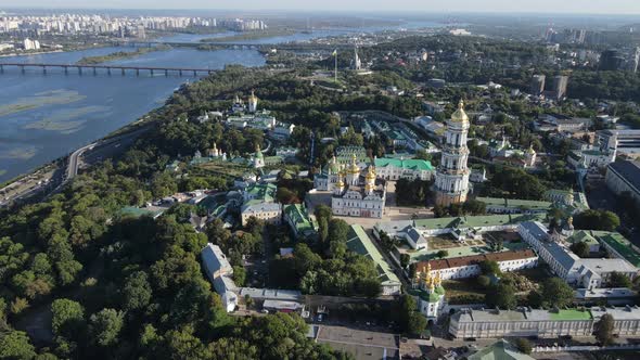 Kyiv Cityscape, Ukraine. Aerial View, Kiev. Slow Motion