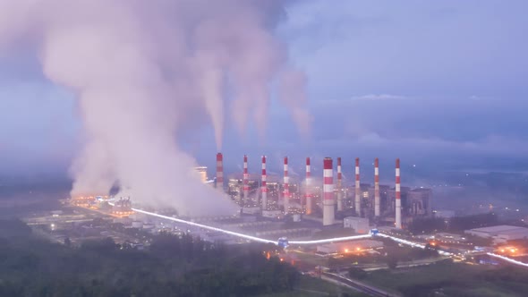 Steam over coal power plant.