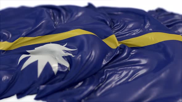 Nauru Flag On A White Floor 