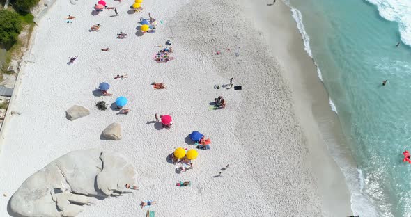 Aerial view of beach on a sunny day 4k