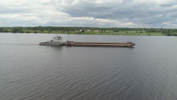 Barge on the River Volga