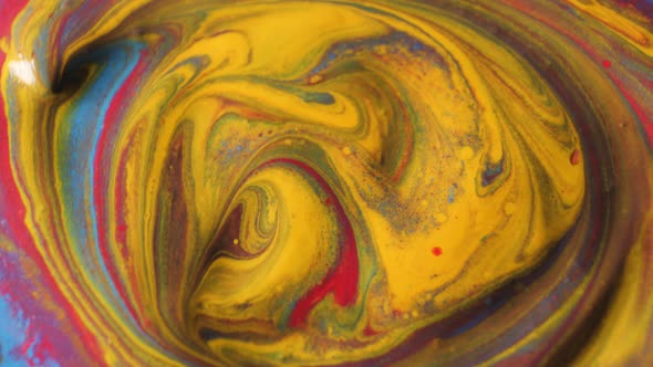 Colorful Ink Liquid Art Swirling Underwater Red Blue Yellow Abstraction