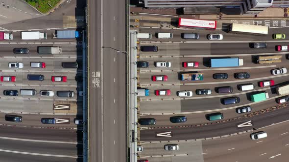 Top view of cross harbor tunnel in Hong Kong