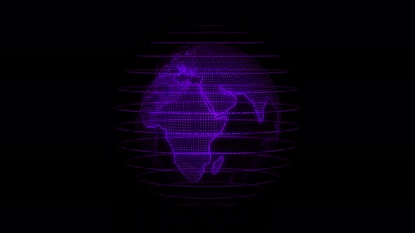 Glowing Purple Color Technology Hologram Earth Animated