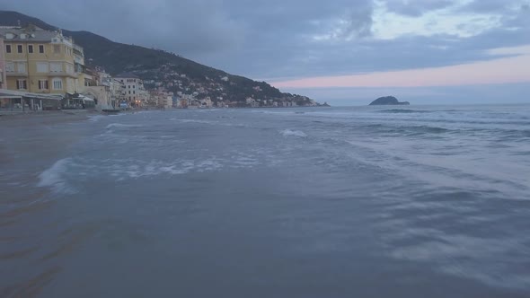 Alassio Beach Coast and Gallinara Island