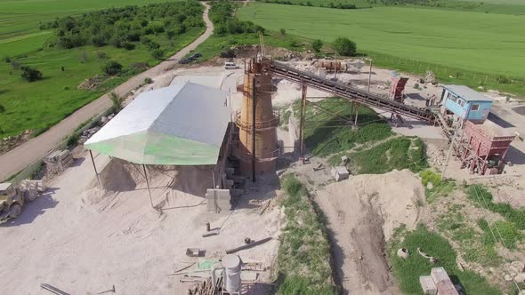 Aerial view of a conveyor belt