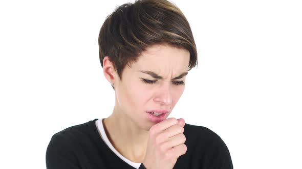 Woman Coughing Throat Infection