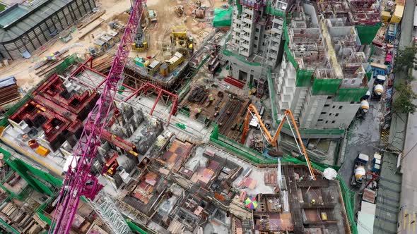 Top down view of construction site in Hong Kong