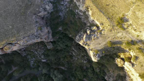 Ihlara Valley Canyon View From Air During Sunrise