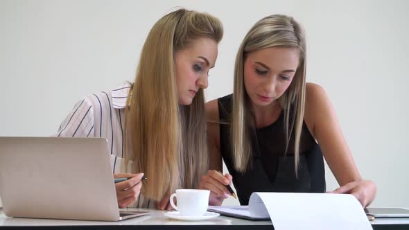 Blonde Business Woman Working at Modern Office