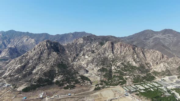 Aerial shot of rolling mountain scenery