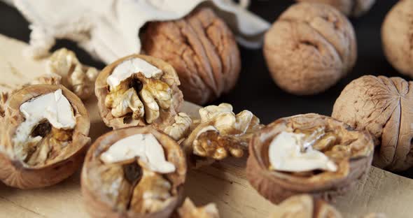 Delicious and Fresh Walnuts on a Wooden Table